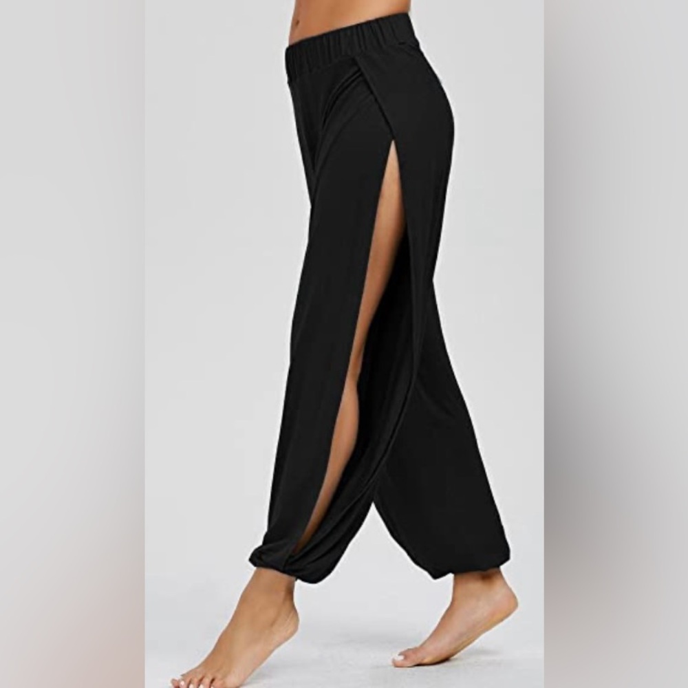 Women's Black Side-Slit Pants